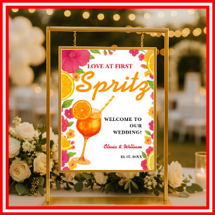 Love at First Spritz Orange Bridal Shower Sign
