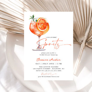 Love At First Spritz Stripes Orange Bridal Shower Invitation