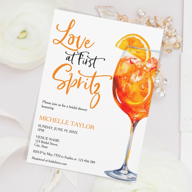 Love At First Spritz Summer Bridal Shower Invitation (Creator Uploaded)