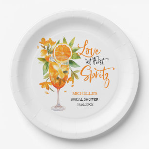 Love at First Spritz Summer Cocktail Bridal Shower Paper Plate