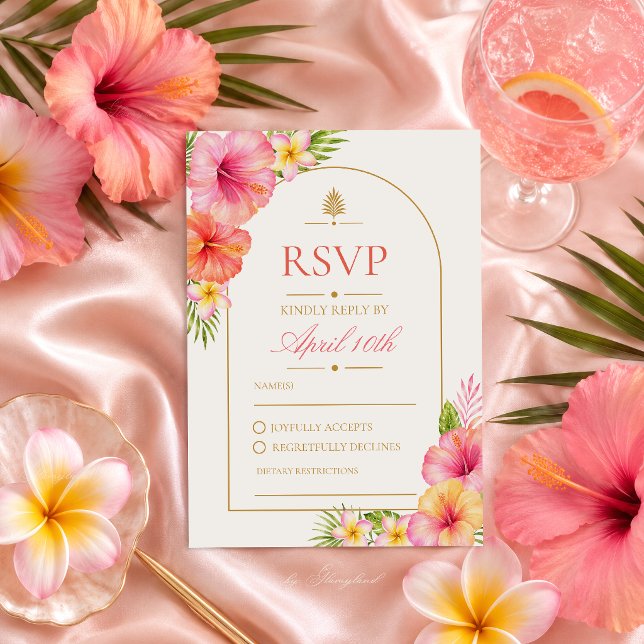 Love at First Spritz Tropical Bridal Shower RSVP Card (Creator Uploaded)