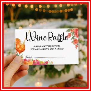 Love at First Spritz Wine Raffle Bridal Shower Enclosure Card