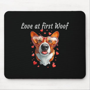 Love at first woof cute corgi valentine hearts, do mouse pad