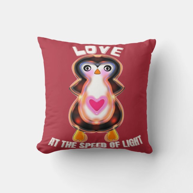 Love at the Speed of Light Penguin Gift Cushion (Front)
