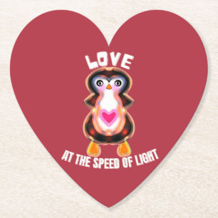Love at the Speed of Light Penguin Gift Paper Coaster