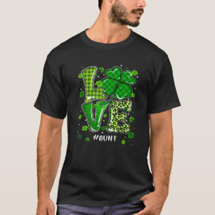 Love Aunt Green Plaid Leopard St Patrick's Day Clo T-Shirt