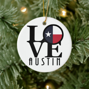 LOVE Austin Texas Ceramic Tree Decoration