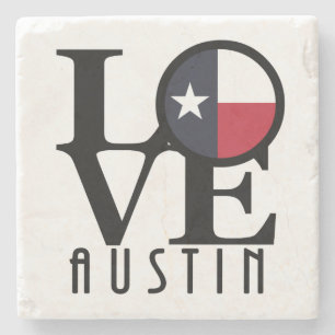 LOVE Austin Texas Stone Coaster
