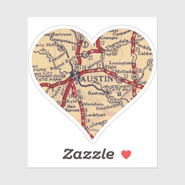 Love Austin Texas Vintage Map (Sheet)