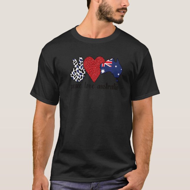 Love Australia Proud Australian Flag Australian Ro T-Shirt (Front)