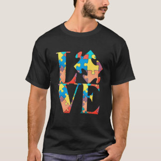 Love Autism Awareness Puzzle Piece Cool Vibrant T-Shirt