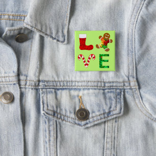 LOVE Autism Christmas 15 Cm Square Badge