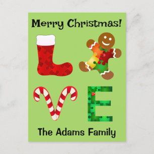 LOVE Autism Christmas Holiday Postcard