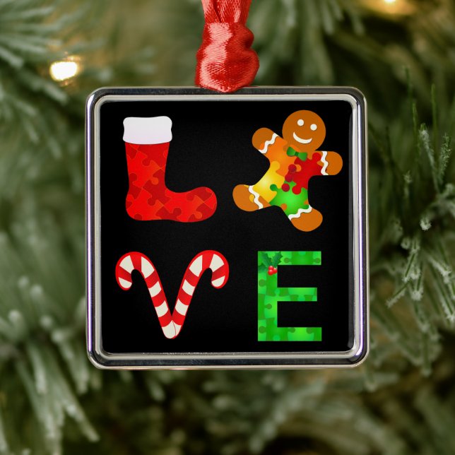 LOVE Autism Christmas Metal Tree Decoration (Tree)