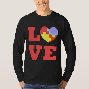 Love Autism Colorful Heart Puzzle T-Shirt