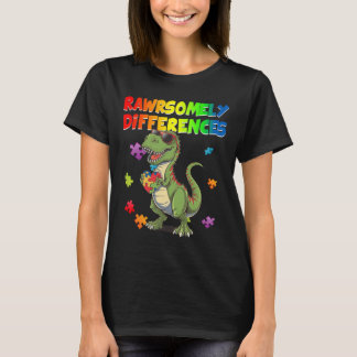Love Autism T Rex Dinosaur Rawrsomely Different To T-Shirt