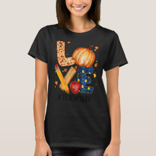 Love Autumn Pencil Apple Teacher Life T-Shirt