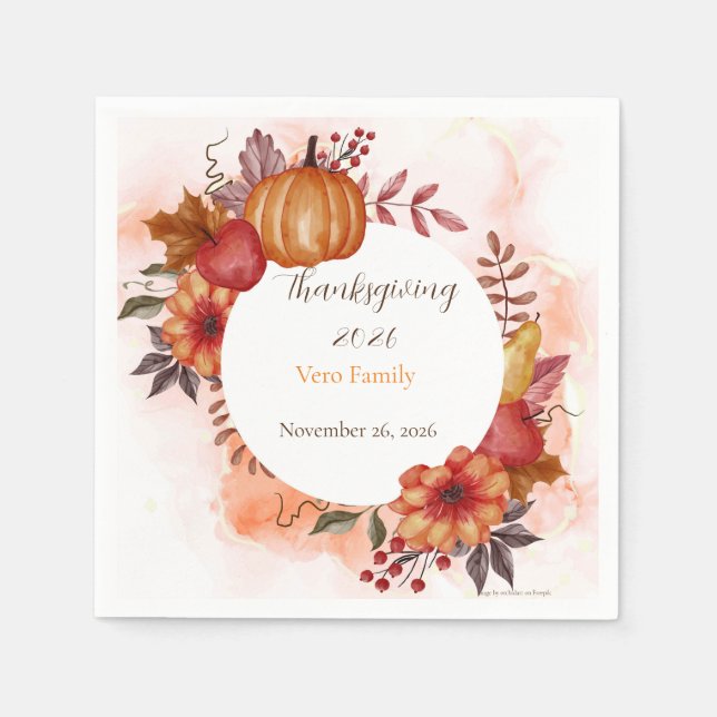 Love Autumn Thanksgiving Rustic Dinner  Napkin (Front)