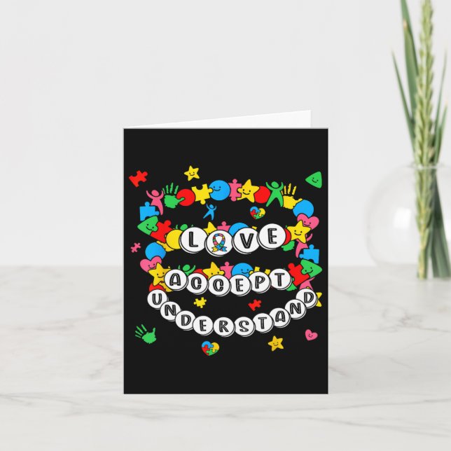 Love Awareness Understanding Autism Accept Autism  Card (Front)