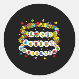 Love Awareness Understanding Autism Accept Autism Classic Round Sticker