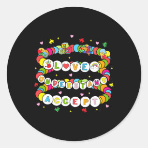 Love Awareness Understanding Autism Accept Autism  Classic Round Sticker
