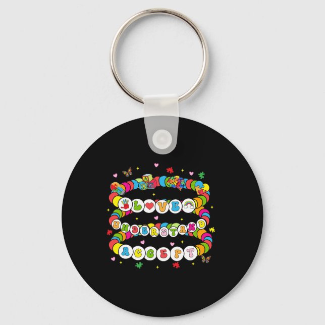 Love Awareness Understanding Autism Accept Autism  Key Ring (Front)