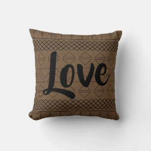 Love Aztec Pattern Print Geometric Southwest Brown Cushion