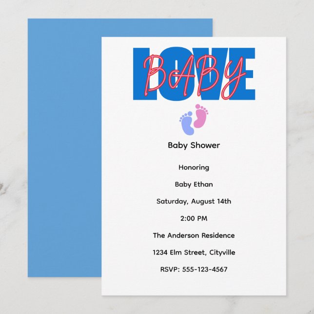 Love Baby Shower Invitation (Front/Back)