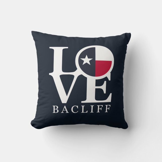 LOVE Bacliff Texas Cushion (Front)