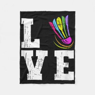Love Badminton Fan Team Player Distressed Shuttle Fleece Blanket