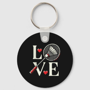 Love Badminton Player Heart Racket Shuttle Key Ring