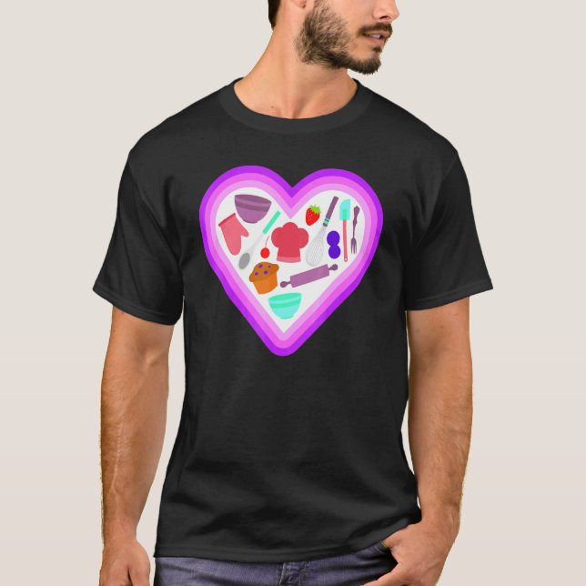 Love Baking - Cute Baker Dessert Bakery T-Shirt (Front)