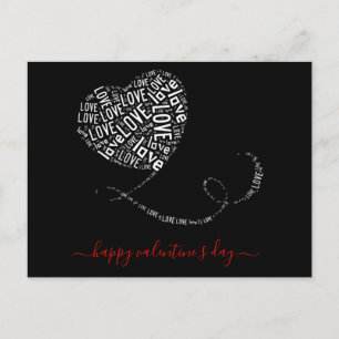 Love Balloon Word Art Valentine's Day Postcard