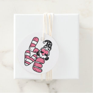 Love Balloons Pink White Gnome Heart Favour Tags