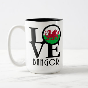 LOVE Bangor, Gwynedd - Wales 15oz Two-Tone Coffee Mug
