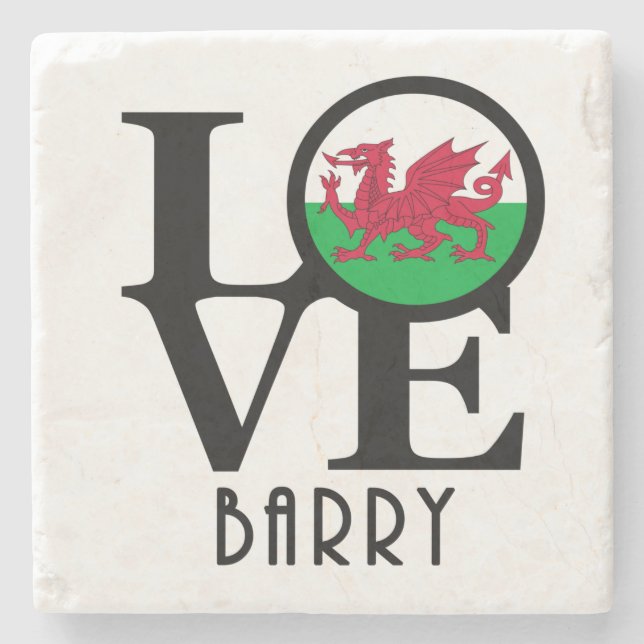 LOVE Barry, Wales Stone Coaster (Front)