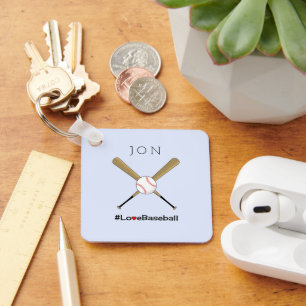 Love baseball hashtag your initials sports key ring