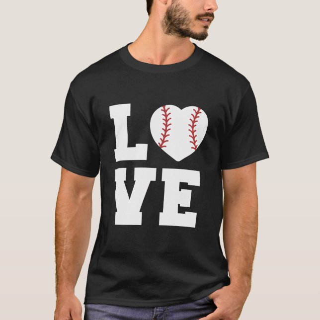Love Baseball Word Art T-Shirt (Front)