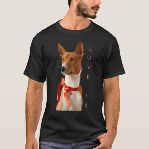 Love Basenji  Dog Mom Dad Puppy Cute Pet Valentine T-Shirt