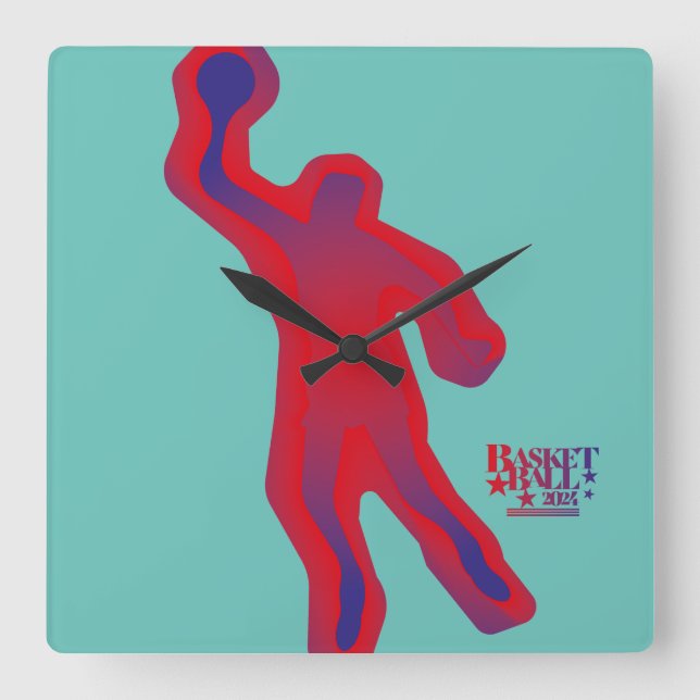 LOVE BASKETBALL BY MASANSER PIXELAT SQUARE WALL CLOCK (Front)