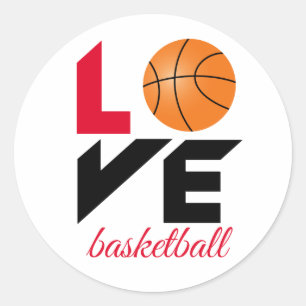 Love basketball classic round sticker