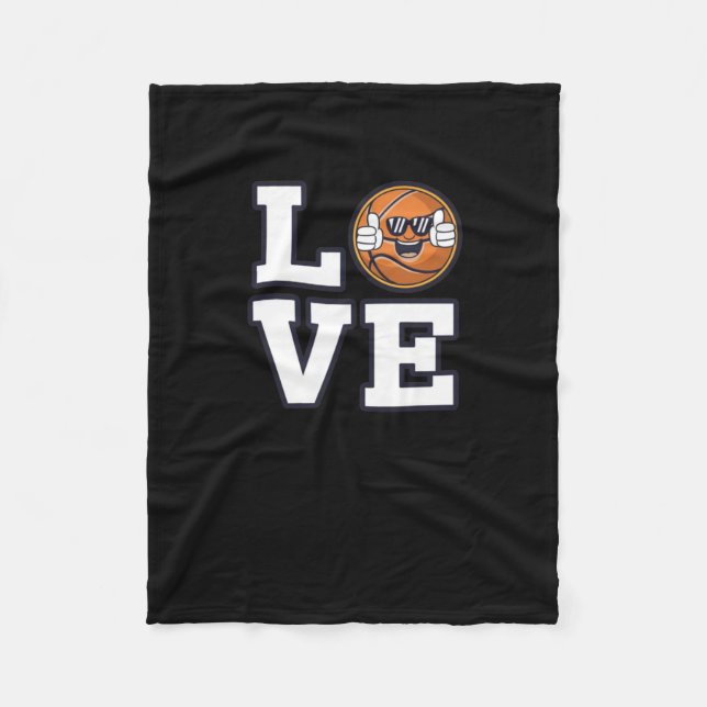 Love Basketball Design With Cool Emoji And Fleece Blanket (Front)