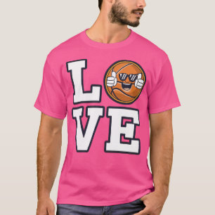 Love Basketball Design With Cool Emoji And Sunglas T-Shirt