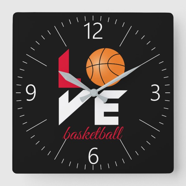 Love basketball square wall clock (Front)
