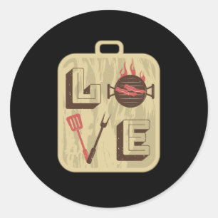 Love BBQ Classic Round Sticker