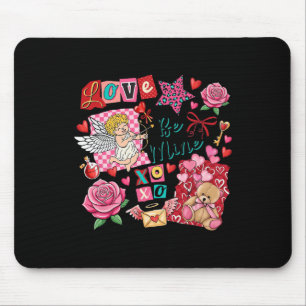 Love Be Mine Xoxo Cupid Cute Valentine Collage Mouse Pad