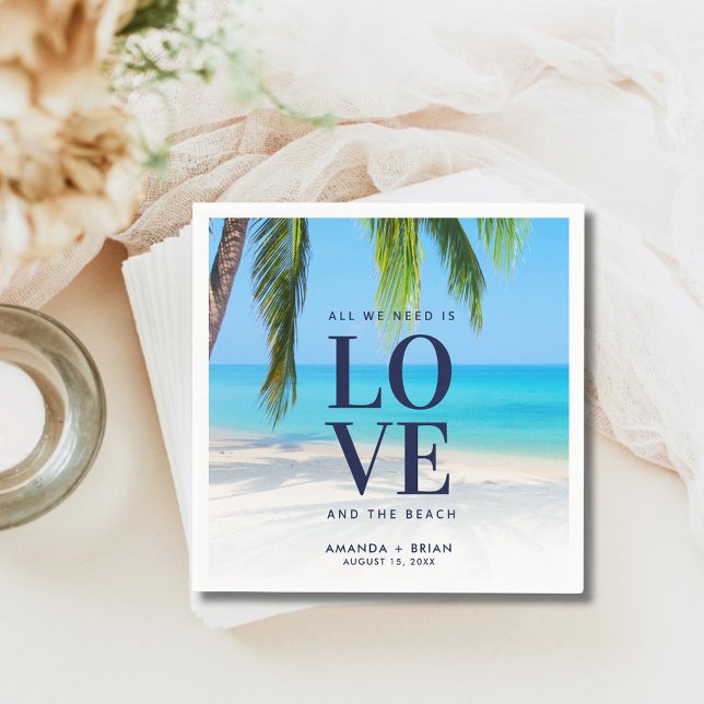 Love Beach Destination Palm Tree Wedding Napkin (Love Beach Destination Palm Tree Wedding Napkins)