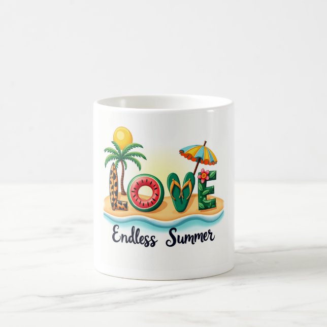 Love Beach Summer Elements Cartoon Mug (Center)