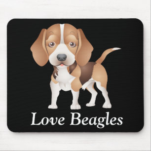 Love Beagles Puppy Dog Cartoon Mouse Pad