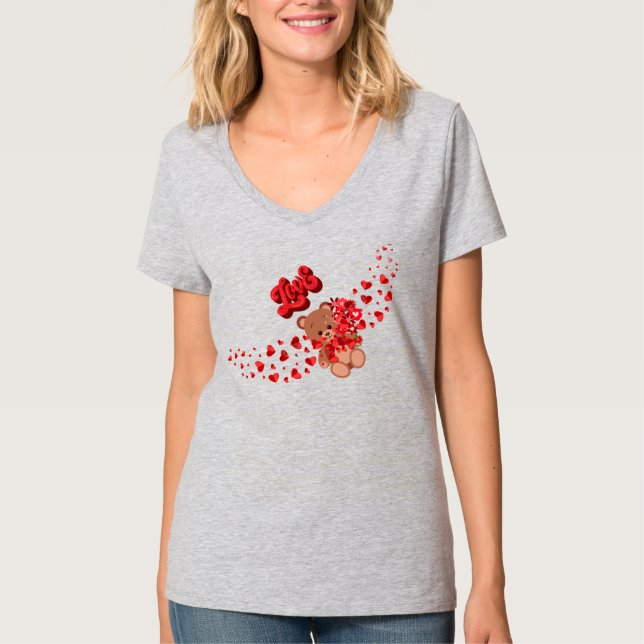 Love Bear & Infinity Roses Couple's T-Shirt (Front)